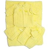 Abelito Newborn Baby Crochet Blanket 5 Piece Set Hat, Booties, Sweater, Pants