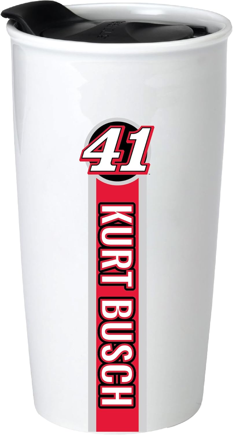 Amazon Com Nascar 41 Kurt Busch Double Wall Ceramic Tumbler Nascar Travel Mug Sports Outdoors