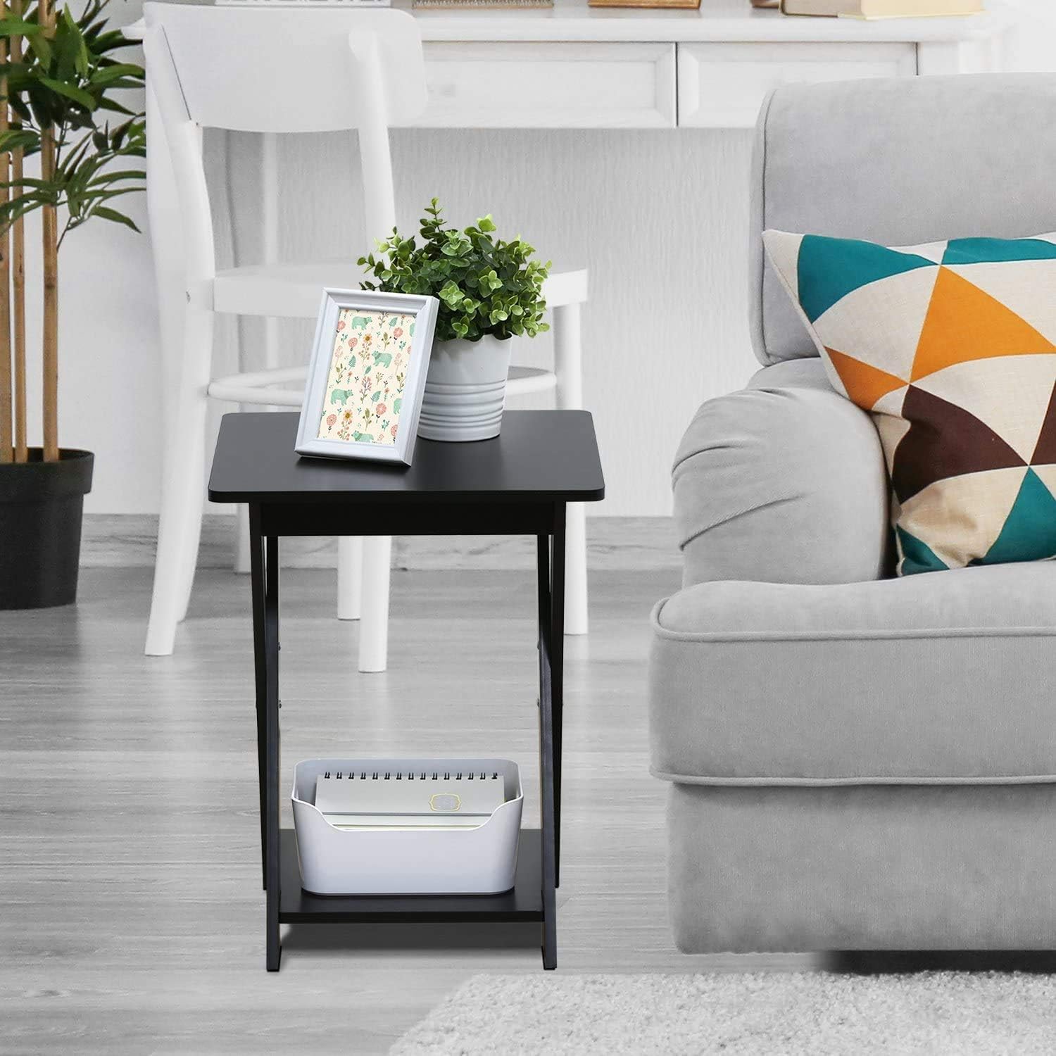 FURINNO Modern Simplistic End Table Set, 2-Pack, Espresso: Furniture & Decor