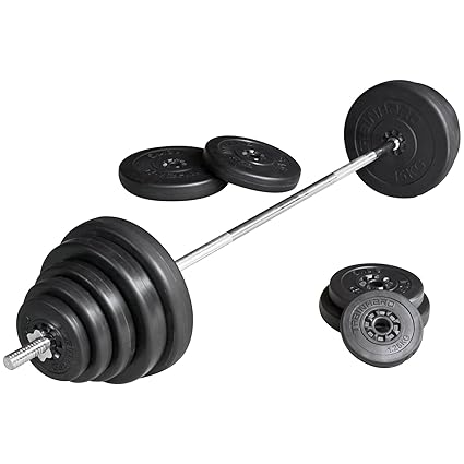 TrainHard 25kg - 110kg Hantelset Hantel Set Langhantel Hantelstange mit Gewichten Hantelscheiben für Krafttraining und Bankdr
