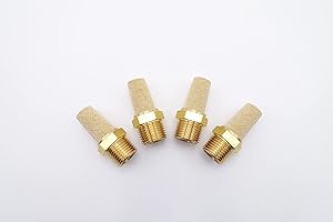 IVLPHA Pneumatic Air Muffler, Sintered Bronze Brass Muffler Filter 1/2" Male NPT Pneumatic Noise Reduce Air Solenoid Valve Silencer Fitting (Pack of 4)