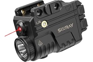 SIXRAY Rechargeable Red Laser and Flashlight for Pistol, 600 Lumen Tactical Pistol Light Laser Combo with Red Beam, Strobe, Magnetic Charging, Fit Picatinny