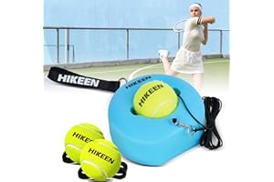 Hikeen Premium Tennis Trainer Rebound with Metal Base,Portable Solo Tennis Trainer Set with 3 Highly Elastic String Balls,Ten