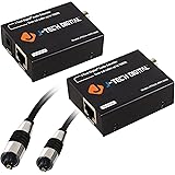 J-Tech Digital Optical & Coaxial Digital Audio Extender/Converter Over Single Cat5e/6 Cable (PoC) for Dolby Digital, DTS 5.1, DTS-HD and PCM with Toslink Digital Optical Audio SPDIF Cable 1m/3.2ft