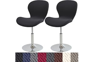 HFCNMY Stool Covers,Stretch Bar Stool Covers with Backs-Jacquard Barstool Seat Cover,Washable Barstool Cover Slipcovers with Elastic Bands (2PCS,Black)