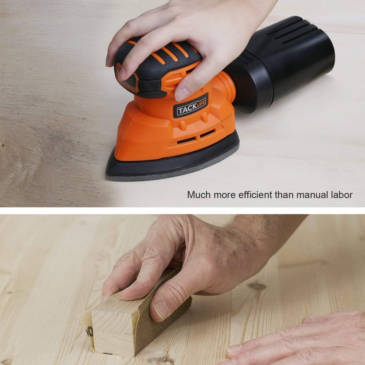 TACKLIFE Classic Mouse Detail Sander with 12Pcs Sandpapers, 12, 000 OPM Sander, Efficient Dust Collection System For Tight Spaces Sanding in Home Decoration, DIY - PMS01A - - 