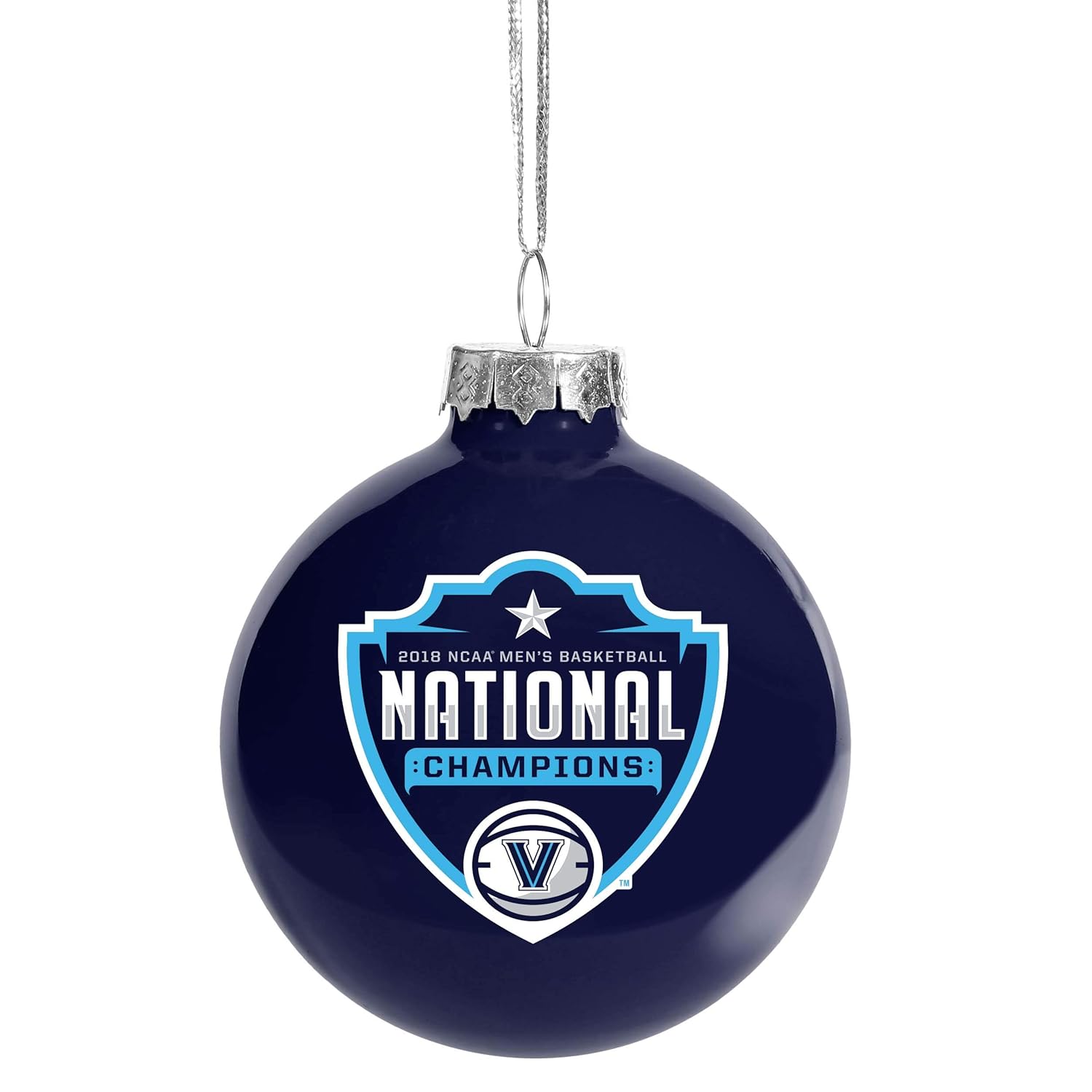 FOCO Forever Collectibles NCAA Villanova Wildcats 2018 Men's Basketball National Championship Glass Ball Christmas Tree Ornament 2 5 8