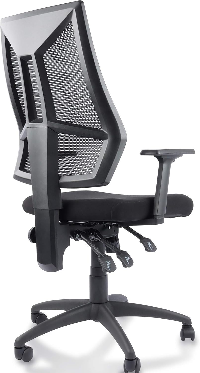High-Back Ergonomic Desk Chair Mesh Swivel Task Office Chair with Adjustable Arms, Seat and Backrest (Black): Kitchen & Dining