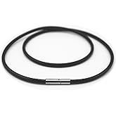 Glory Qin 2mm Black Leather Cord Chain Stainless Steel Clasp Necklace Rope 16 TO 28 Inch (16 Inch)