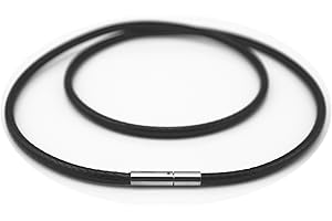Glory Qin 3mm Black Silk Leather Cord Braided Imitation Leather rope Chain Stainless Steel Clasp Necklace Rope 16 TO 28 Inch (24 Inch)