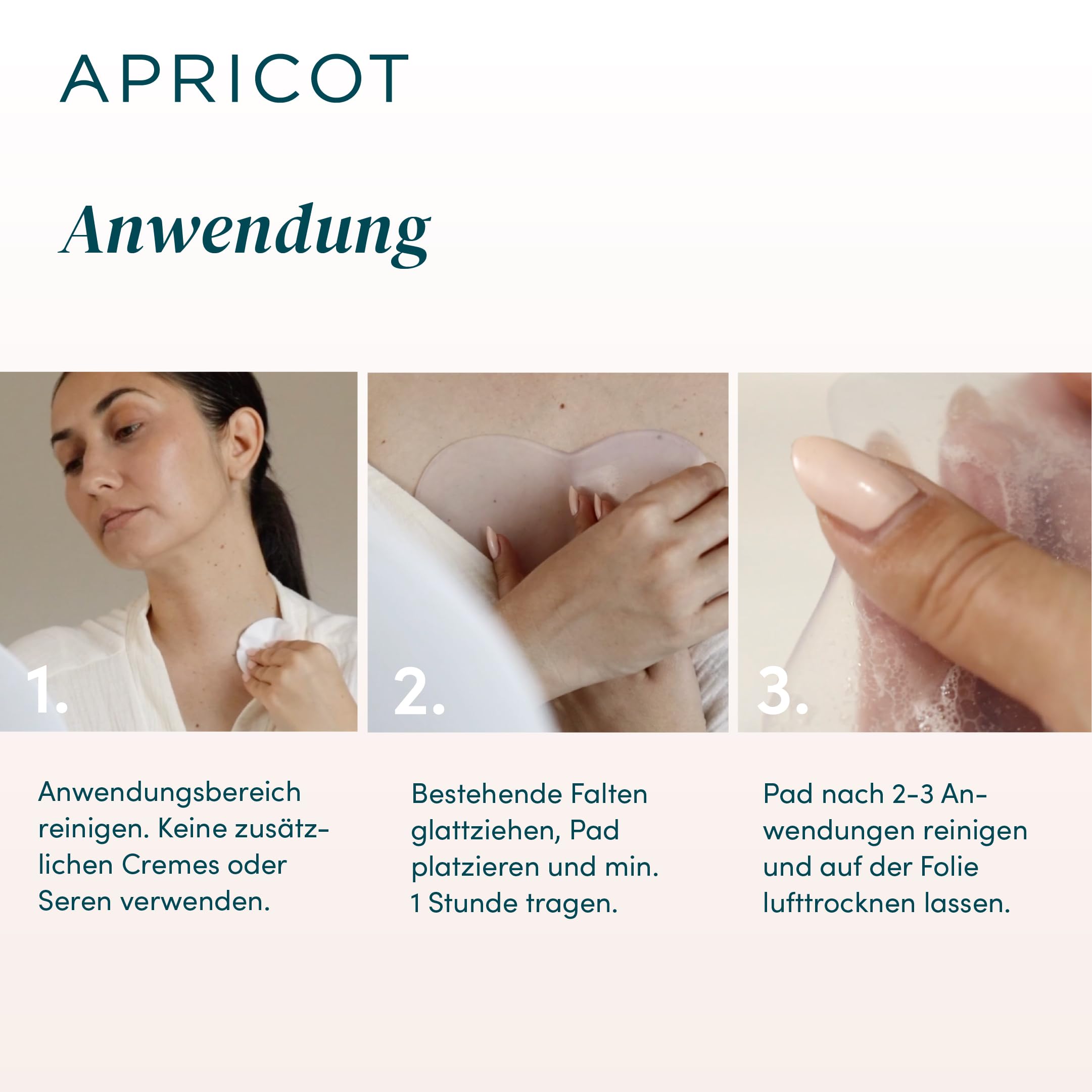 APRICOT Dekollete Pad Antifalten aus medizinischem Silikon mit niedermolekularem Hyaluron - Bis zu 30x Wiederverwendbar, Dermatologisch Bestätigt, Vegan & Tierversuchsfrei - Dekollete Anti Falten Pad 3