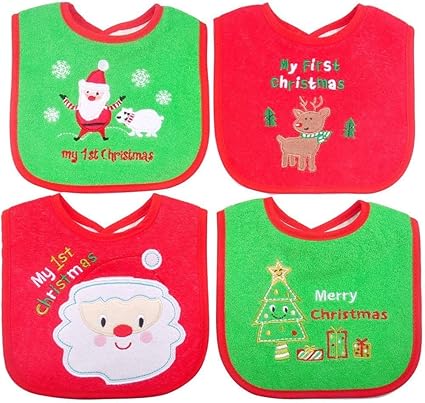 Regali Di Natale Neonati.Bavaglino Di Natale Primi Regali Per Bambini Di Natale 4 Pezzi Bavaglini Di Diversi Modelli Impermeabili Primo Bavaglino Di Natale Per Neonati Neonati E Bambini Piccoli Amazon It Prima Infanzia