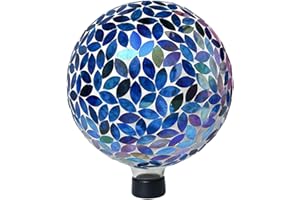 Lily's Home 10" Mosaic Gazing Ball for The Garden, Patio, and Courtyard. Indoor/Outdoor Glass Gazing Globe Yard Decoration. Vibrant Colores and Ideal Lawn décor and Gift.