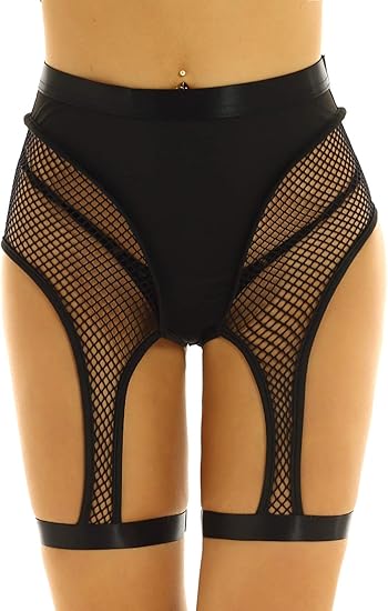 fishnet high waisted shorts