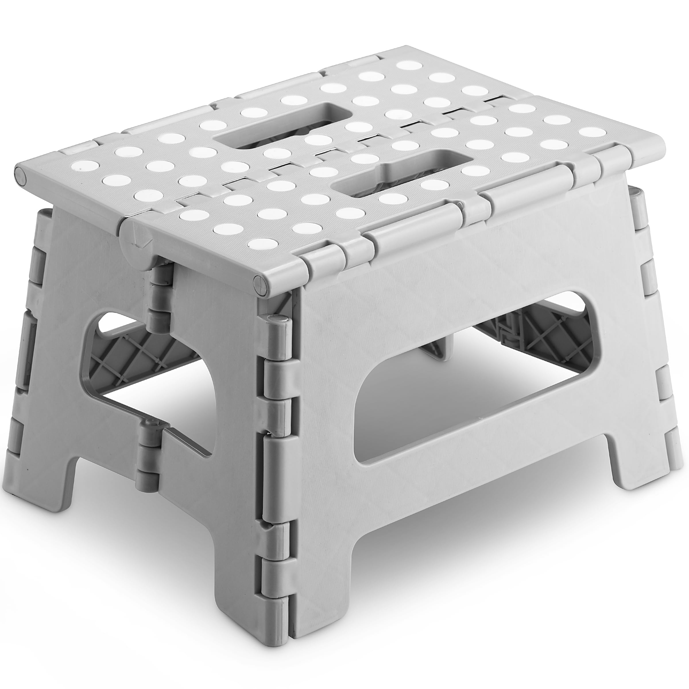 Photo 1 of Handy Laundry - Folding Step Stool - Sturdy Enough Collapsible Stool to Support Adults and Safe Enough for Kids - Opens Easy with One Flip - Great for Kitchen, Bathroom or Bedroom (Grey - 8 Inch)