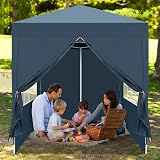 Bonnlo Pop Up Gazebo 2m x 2m with Sides Blue Waterproof Canopy view 2