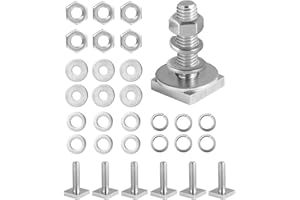 MOROINRIZ T Slot Bolts for Roof Rack Cross Bars, Platform, Cargo Basket, Stainless M6x35mm/M8x30mm, 3mm Thick, Square T Track Bolt Adapter to Secure Bike/Ski/Kayak Rack, Solar Panel, Awning