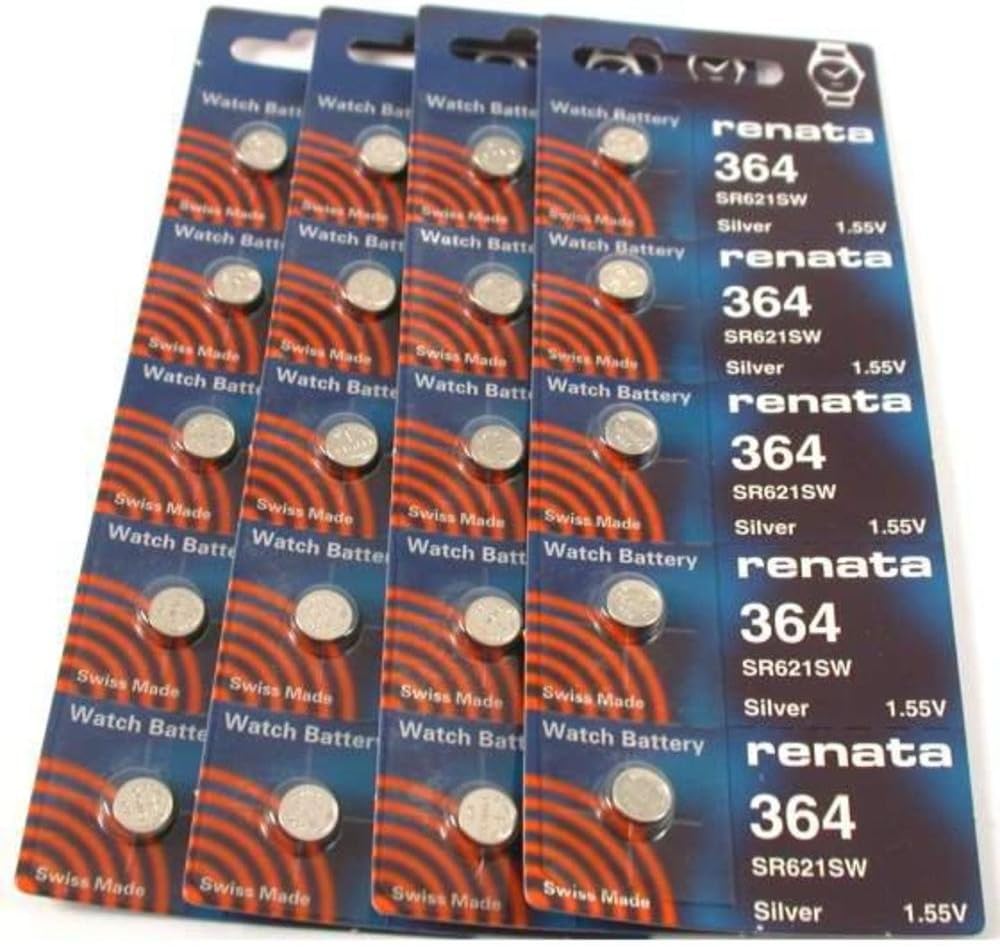 Renata 364 SR621SW Batteries - 1.55V Silver Oxide 364 Watch Battery (20 Count)