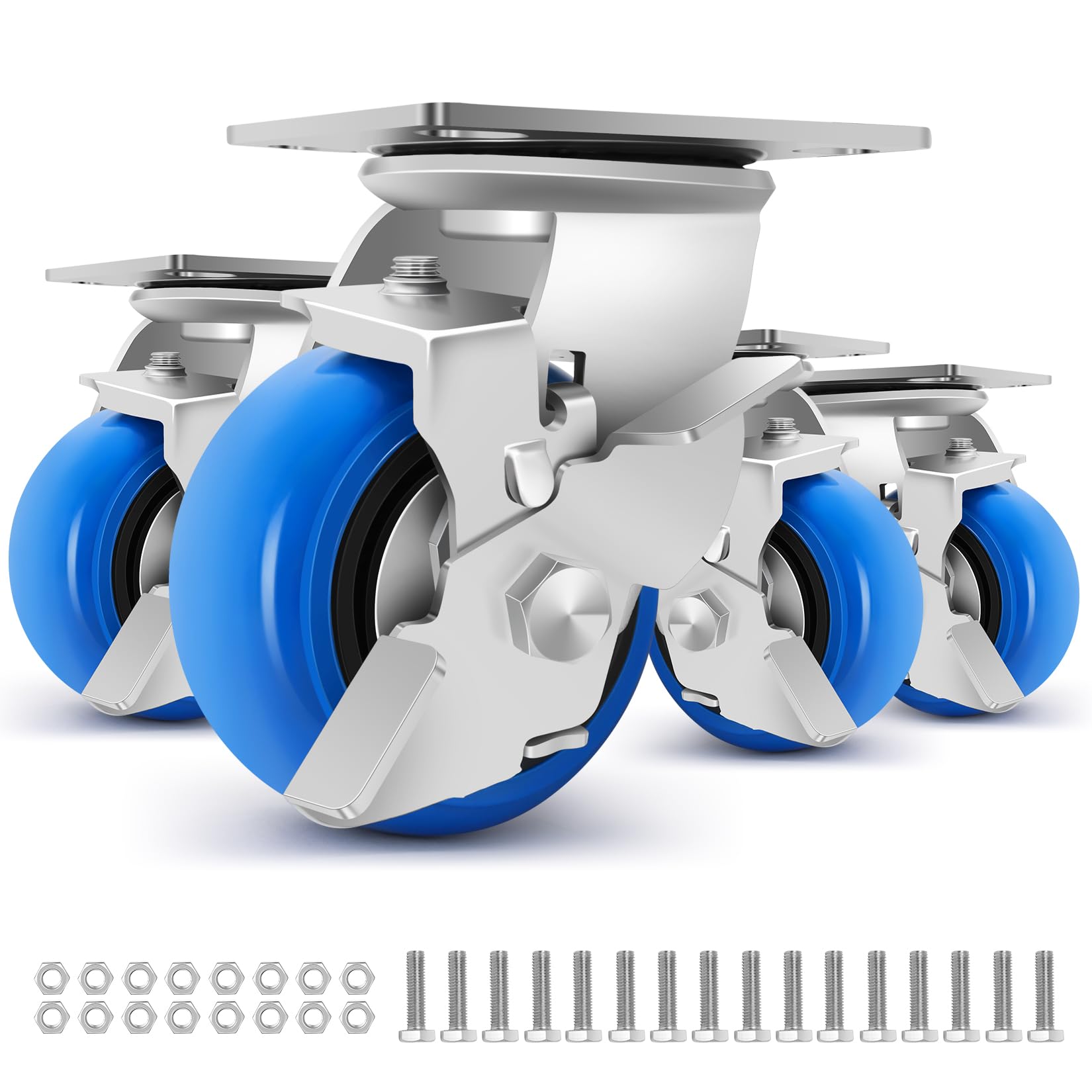 W B D WEIBIDA 4 Inch Heavy Duty Casters, Smooth
