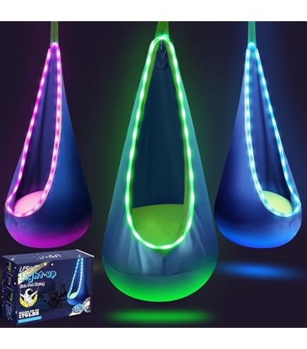 LFSMVT Light Up Kids Pod Swing - LED Hammock With Remote Control