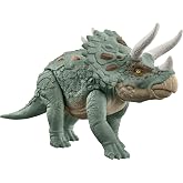 Mattel Jurassic World Gigantic Trackers Action Figure, Triceratops Dinosaur Toy with Headbutt Attack, Evolved Horn Feature &amp; Digital Play