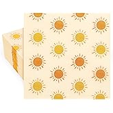 Whaline 80Pcs Boho Sun Paper Napkins First Trip Around The Sun Disposable Napkins Sunshine Yellow Orange Luncheon Dinner Napkins For Birthday Baby Shower Party Table Supplies