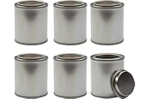CORNUCOPIA BRANDS Cornucopia Metal Paint Cans with Lids (1/4 Pint Size, 6-Pack), Tiny Empty Unlined Quarter Pint Paint Pails; 1/2 Cup Capacity