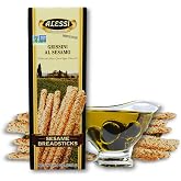 Alessi Imported Breadsticks, Sesame Autentico Italian Crispy Bread Sticks, Low Fat Made with Extra Virgin Olive Oil, 4.4oz (Sesame, 4.4 Ounce (Pack of 12))