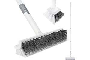 BOOMJOY Grout Brush with Long Handle, 57" Grout Cleaner for Tile Floors, Double-Sided with V-Shape Stiff Bristles for Bathroom, Patio, Kitchen, Wall, Corners and Deck