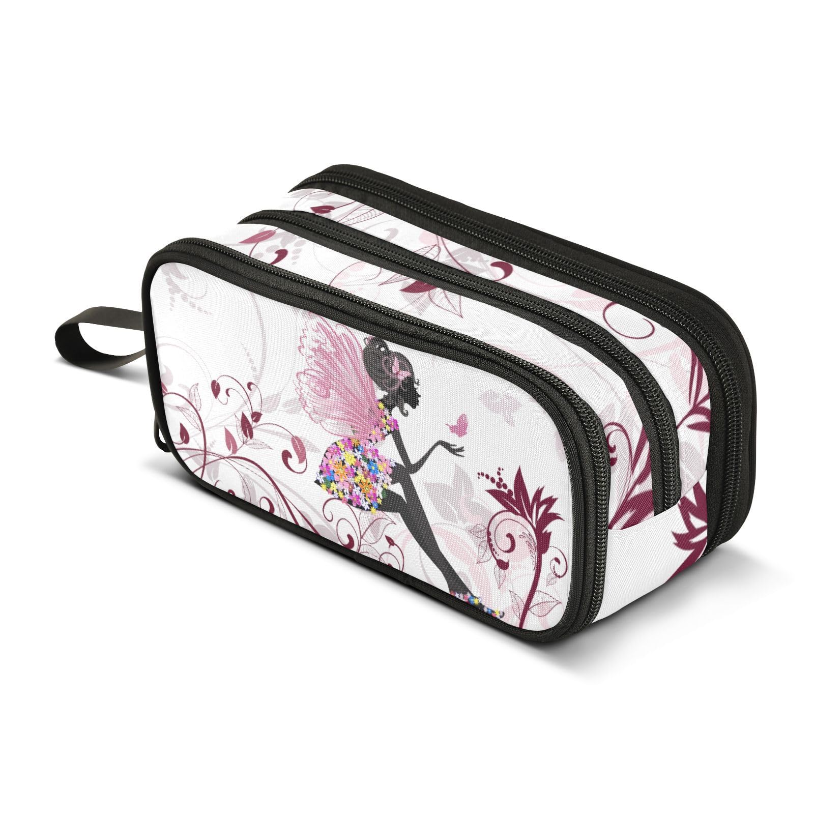 ISAOA Big Capacity Pencil Cases (Magic Fairy Flowers Girl Butterfly) Pouch Bag Large Pen Bag Stationery Bag for Girls Boys Adults Student