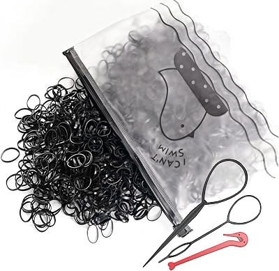 Hanyousheng 1000 Pcs Hair Elastics Black with 2 Tools Braiding Remover Hook