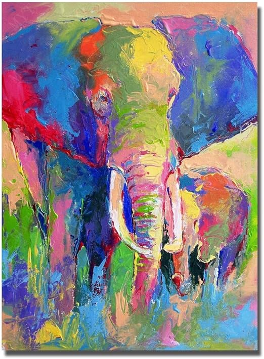Liefengda Pinturas Al Oleo Sobre Lienzo Elefante Colorido Nacional