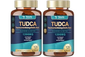 Totaria (2 Packs) TUDCA Supplement 1200mg (Tauroursodeoxycholic Acid), Ultra Strength Pure TUDCA Bile Salts Liver Support Supplements, Liver and Gallbladder Cleanse & Repair, Vegan