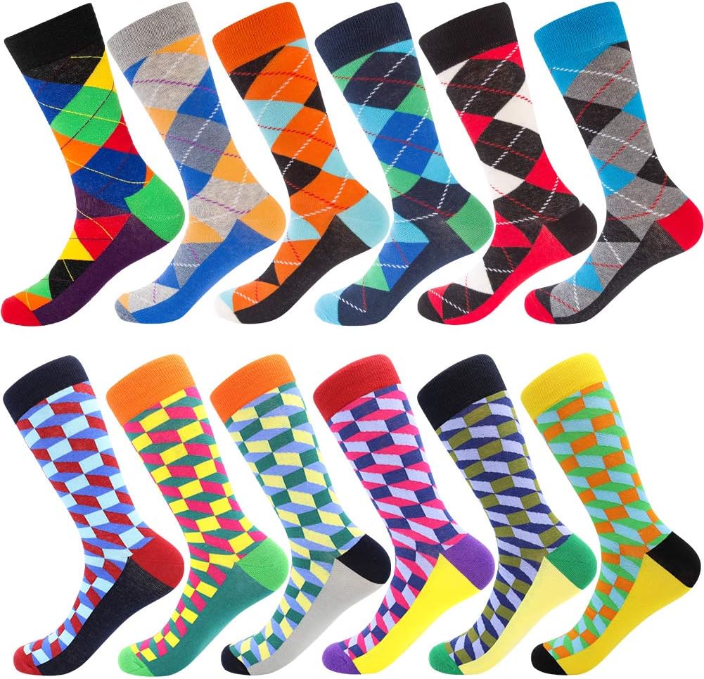 Bonangel Men's Fun Dress SocksColorful Funny Novelty Crew Socks Pack