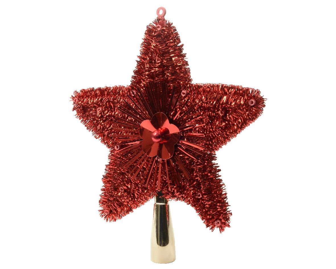 Kaemingk Tree Top Star Christmas Red Lametta