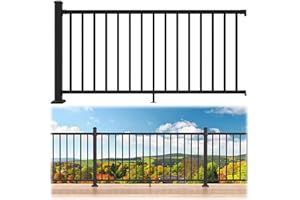 Egadis 36 in. H x 6 ft. W Porch and Deck Railing Kit, Aluminum Railing Kit, Black Textured Powder-Coat Finish Railing System for Outdoor Decks, Porches & Balconies (1 Post, 1 Panel)