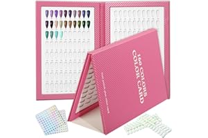 C12rtive 160 Nail Color Display Book,Leather Nail Color Swatches Book with 240 Practice Tips & 1-200Number Labels,Professional Display Chart for Polish UV Gel(Red)