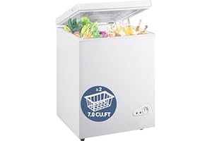 BODACIOUS 7.0 Cu Ft Chest Freezer - Energy Efficient & Quiet Mini Freezer with Adjustable Thermostat - Compact Deep Freezer for Home, Apartment, and Garage - Removable Basket & Defrost Drain