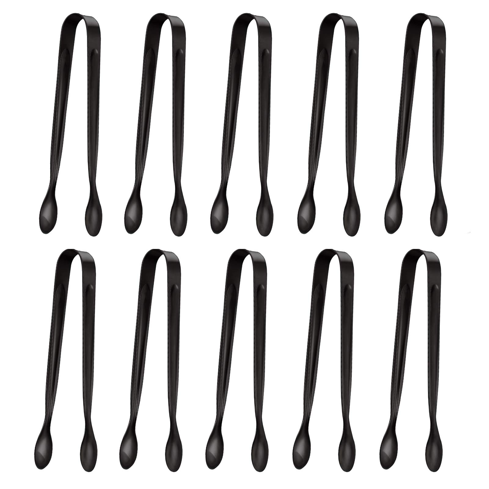 Photo 1 of 10 Pack Small Ice Tongs Sugar Tongs, Stainless Steel Mini Serving Appetizers Tongs for Party Coffee Tea Wine Bar Kitchen (Black)