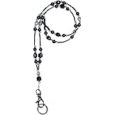 Hidden Hollow Beads Super Slim Women's Beaded Lanyard 34" Made in USA Keys ID Card Badge Holder Teacher Keys Cruise Phone