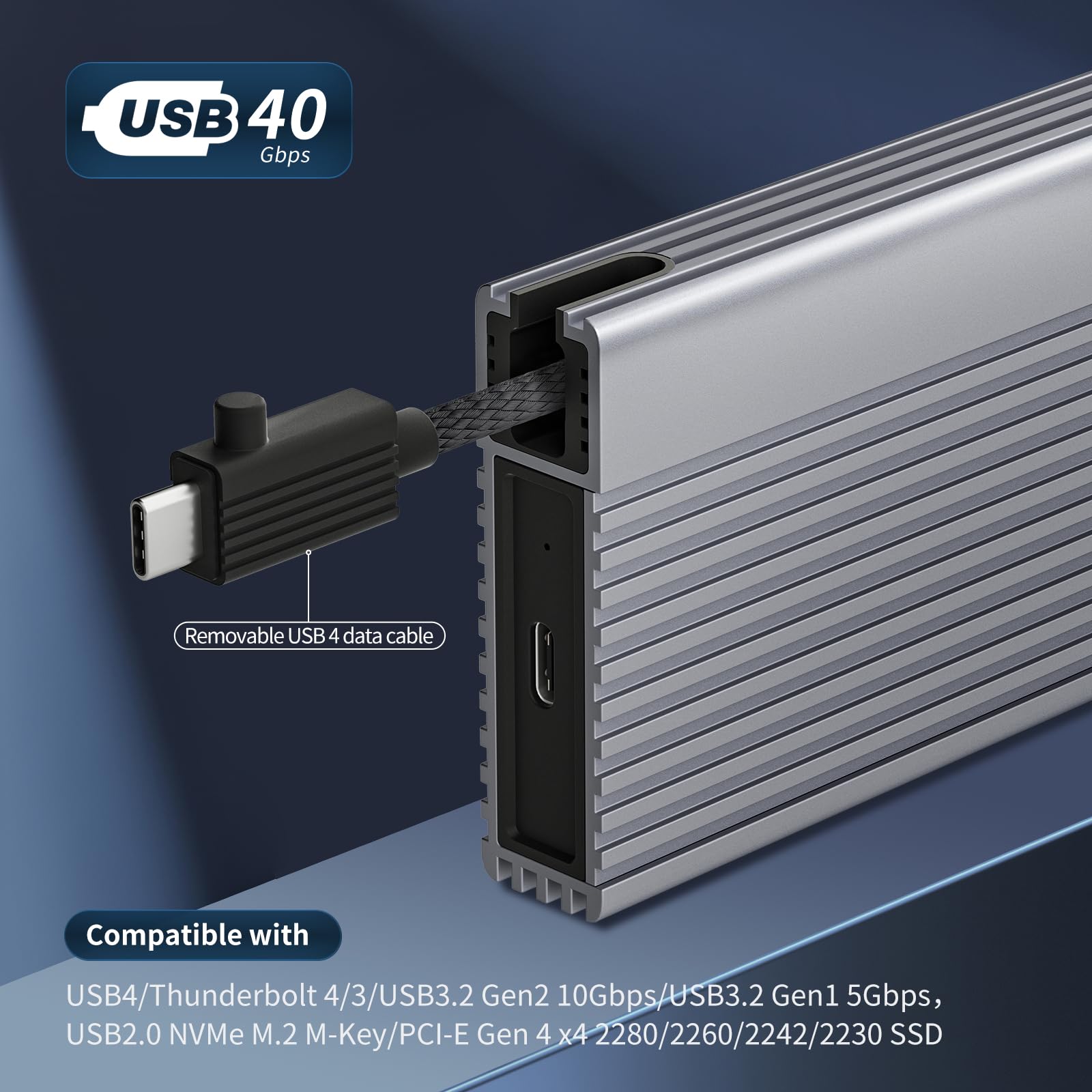 ZIKE 40Gbps M.2 NVMe SSD Gehäuse USB4.0 bis zu 3811MB/s Aluminiumgehäuse Z666, kompatibel mit Thunderbolt4 M.2 M-Key 2280, USB4 USB3.2 Gen2/Gen1 PCI-E Gen 4x4 werkzeuglose Installation 3
