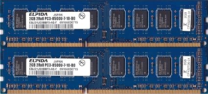 ELPIDA PC3-8500U (DDR3-1066) 2GB x 