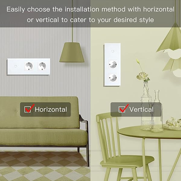 BSEED Normal enchufe doble con WiFi Interruptor de cortinaCompatible con Alexa y Google Home Control de APP y Funcin de Temporizador 1 Gang 1 Va Interruptor Persiana WiFi con Enchufe 16A Blanco