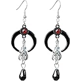 Gothic Black Moon Bat Earrings For Women Silver Moon Bat Blood Earring Gothic Punk Edgy Jewelry