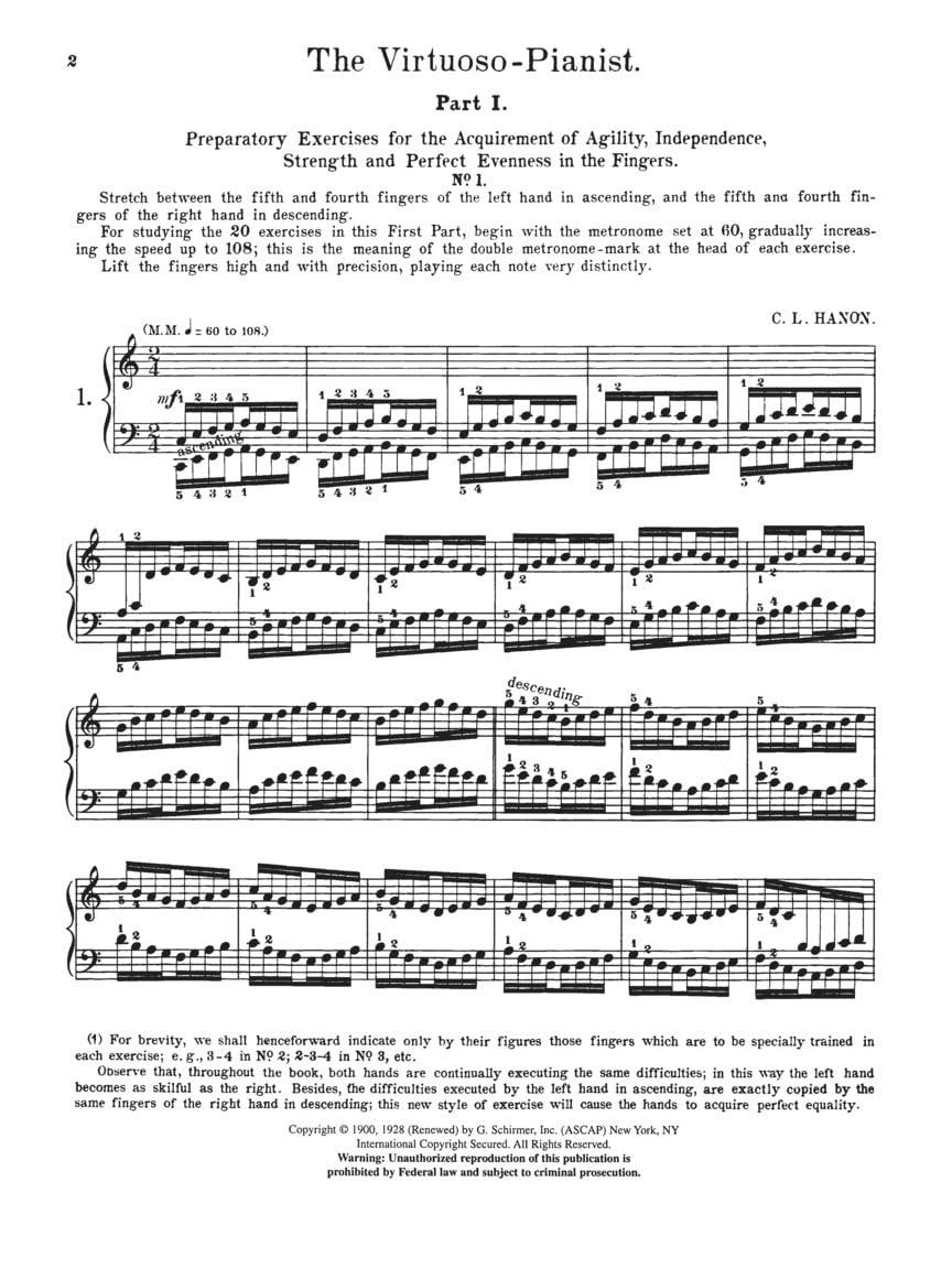 Hanon: The Virtuoso Pianist In Sixty Exercises For The Piano, Vol. 925, Complete (Schirmer's Library Of Musical Classics)