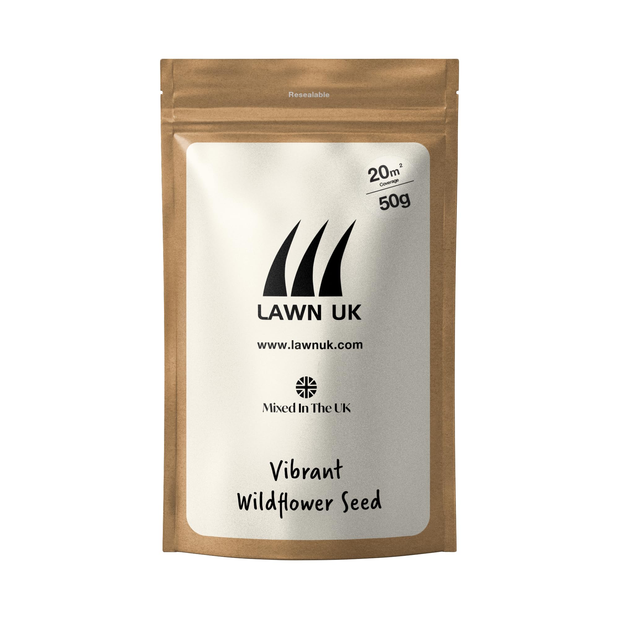 Wildflower Vibrant Seed Mix Lawn UK - 50g - 20sqm Coverage - Throw & Grow - Includes Californian Poppy, Cornflower & More