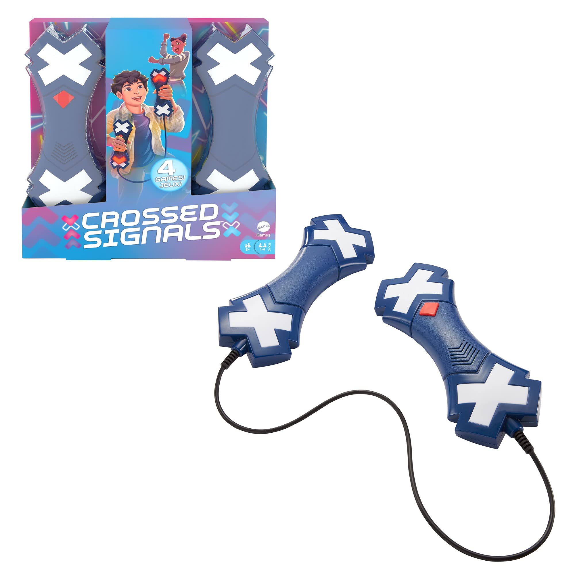 Mattel Games ​CROSSED SIGNALS Electronic Game With Pair Of Talking Light Wands, Play Solo Or With Up To 4 Players, Move Wands Up, Down Or Shake, Gift For 8 Year Olds & Up, HCG57