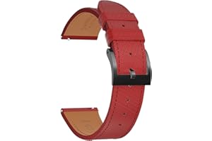 JWNSPA Top Grain Leather Watch Band - Quick Release Brushed Buckle Replacement Strap for Men - Choice of Width -18mm 19mm 20mm 21mm 22mm 23mm 24mm