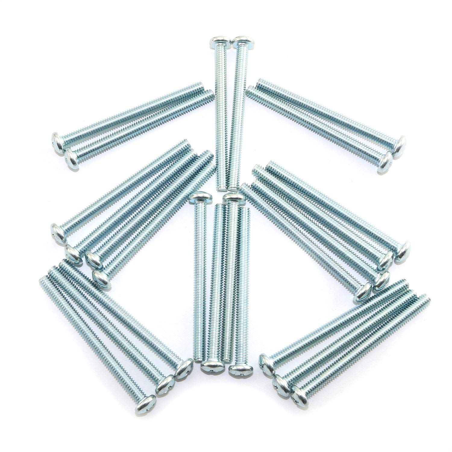 24pcs 8-32 x 2" Machine Screws Metal Mounting Hardware Fitting Fastening Accessories Cross Slotted Round Phillips Head Screw Bolt