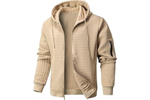 Wizoat Mens Zip Up Hoodie Full-Zip Sweatshirt Lightweight Loose Fit Hooded Jackets